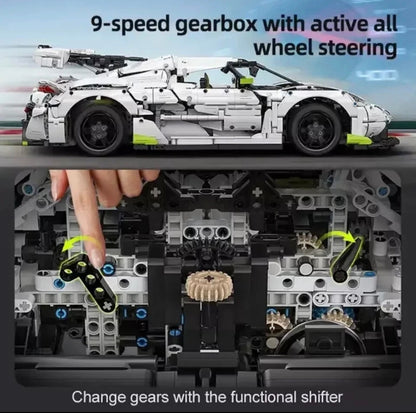 CaDA C61048W Fantasma Super Sports Car – 4346 Teile Technik Klemmbaustein