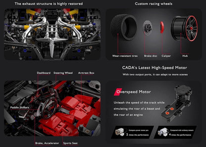 CaDA C61053W V12 Hypercar 1:8 – 3888 Teile Technik Klemmbaustein