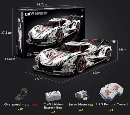 CaDA C61053W V12 Hypercar 1:8 – 3888 Teile Technik Klemmbaustein