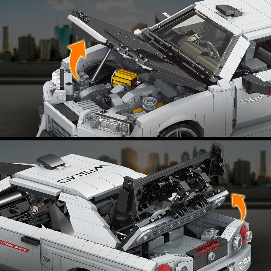 Mould King 10113 Skyline GTR R34 Klemmbausteine 1:12 – Auto Modell Set 1471 Teile