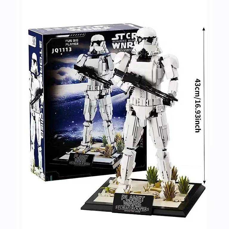 JQ1113 Stormtrooper Klemmbausteine Figur 43 cm – Star Wars Style Modell Set Display