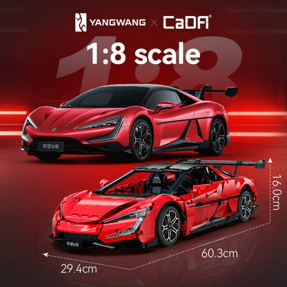 CaDA YangWang U9 Supercar 1:8 C64011W – 3671 Teile Hypercar mit 8-Gang-Getriebe, Federung & “Dancing Car” Funktion