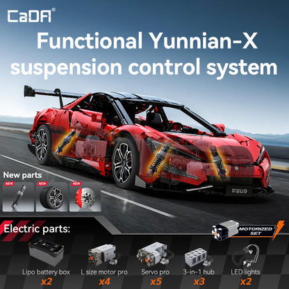 CaDA YangWang U9 Supercar 1:8 C64011W – 3671 Teile Hypercar mit 8-Gang-Getriebe, Federung & “Dancing Car” Funktion