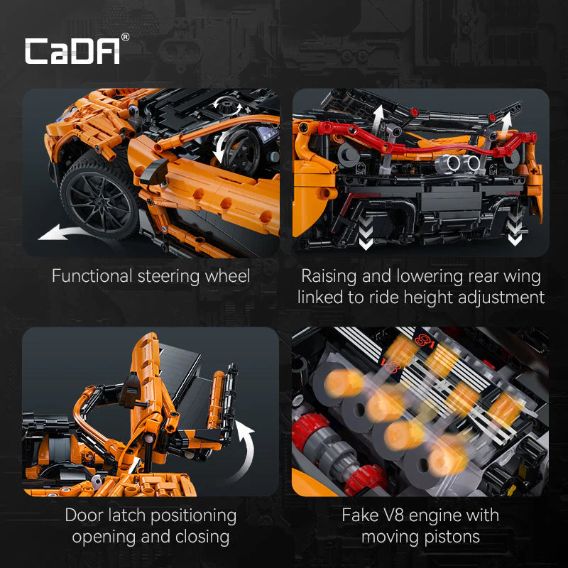 CaDA Assassin XR C61513W 1:10 Supercar – 3617 Teile Hypercar mit 8-Gang-Getriebe, V8 Motor & Schmetterlingstüren