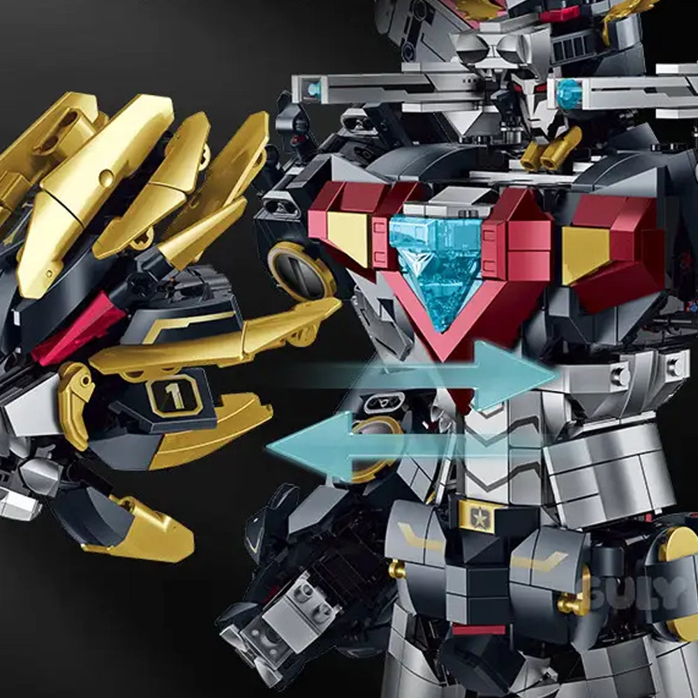 GULY 80507 Beast King GoLion MEGAZORD – 3935 Teile Transforming Mecha Roboter & Löwe mit Schwert & LED