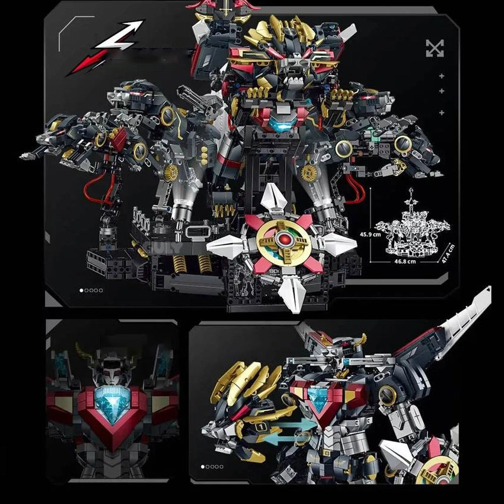 GULY 80507 Beast King GoLion MEGAZORD – 3935 Teile Transforming Mecha Roboter & Löwe mit Schwert & LED