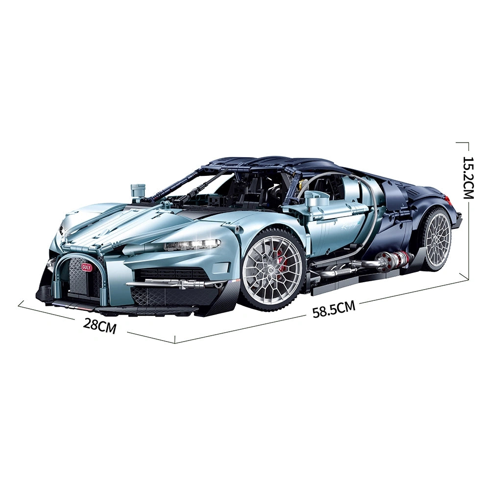 GULY 10648 Bugatti Tourbillon 1:8 Supercar – 3719 Teile Technic Hypercar mit V16 Motor, Getriebe & LED