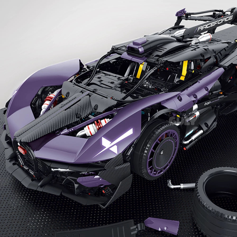 GULY 10643 Bugatti Bolide 1:8 Supercar – 3300+ Teile Technic Hypercar mit W16 Motor, Federung & RC-Option
