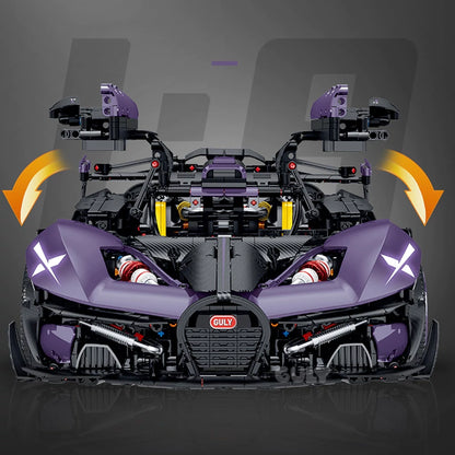 GULY 10643 Bugatti Bolide 1:8 Supercar – 3300+ Teile Technic Hypercar mit W16 Motor, Federung & RC-Option