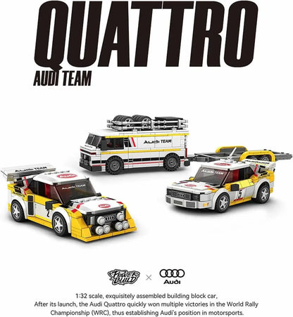 Happy Build PB8812 Audi Quattro Rally Team Sportwagen – 1401 Teile Klemmbaustein Modellauto