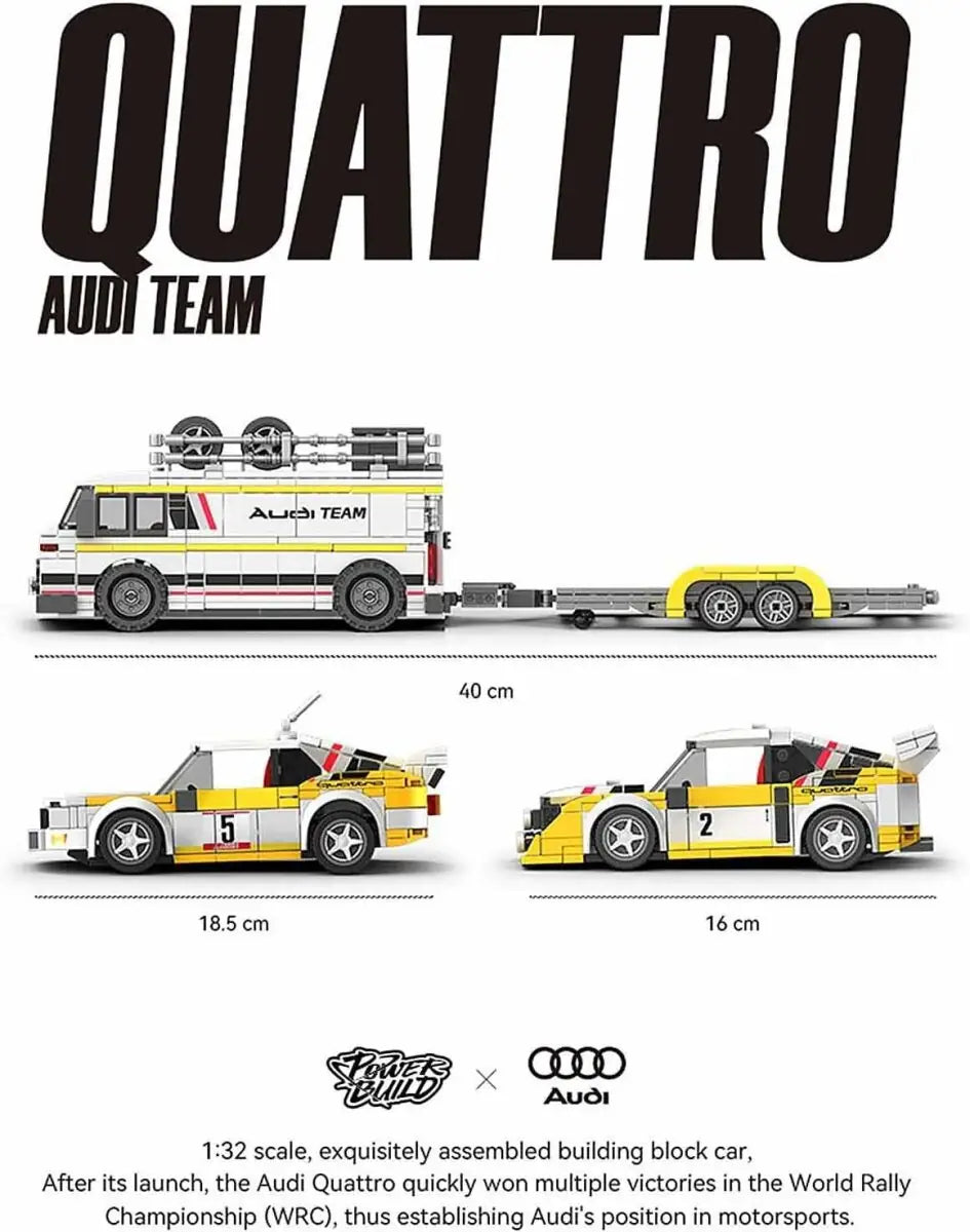 Happy Build PB8812 Audi Quattro Rally Team Sportwagen – 1401 Teile Klemmbaustein Modellauto