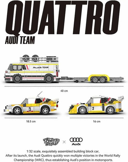 Happy Build PB8812 Audi Quattro Rally Team Sportwagen – 1401 Teile Klemmbaustein Modellauto
