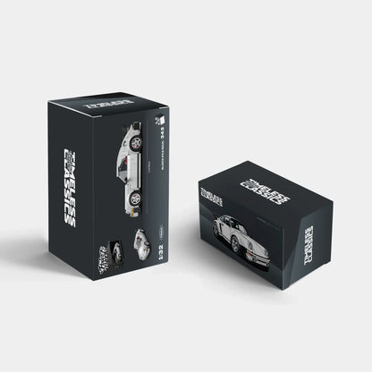 Happy Build PB8816 Porsche 930 Turbo – 343 Teile Klemmbaustein Modellauto mit Vitrine