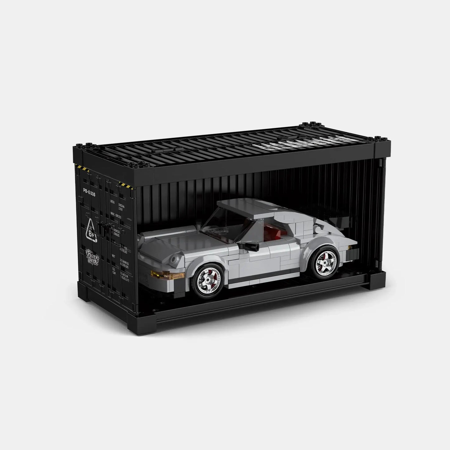 Happy Build PB8816 Porsche 930 Turbo – 343 Teile Klemmbaustein Modellauto mit Vitrine
