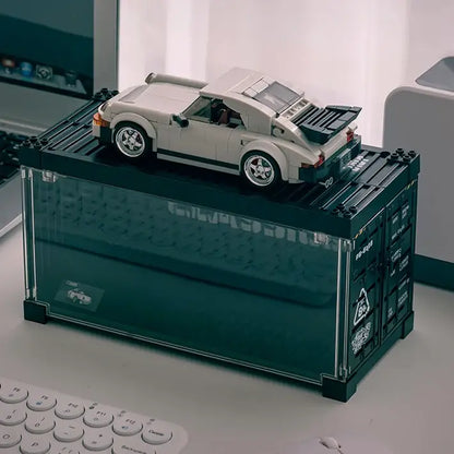 Happy Build PB8816 Porsche 930 Turbo – 343 Teile Klemmbaustein Modellauto mit Vitrine