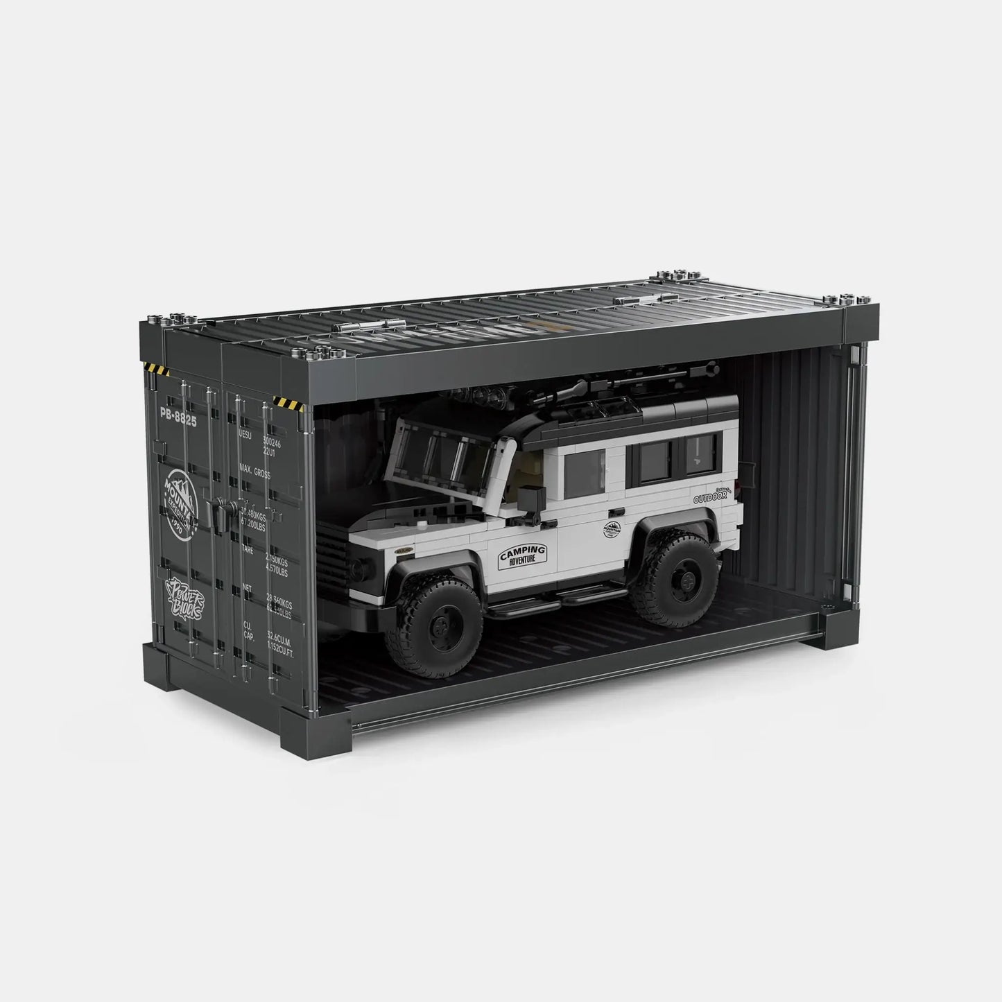 Happy Build PB8825 Land Rover Defender Off-Road Camper – Klemmbaustein Modellauto mit Vitrine