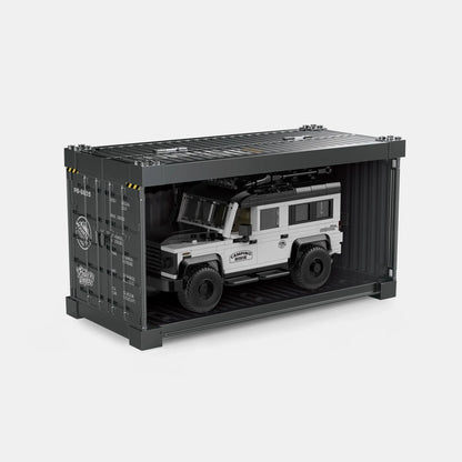 Happy Build PB8825 Land Rover Defender Off-Road Camper – Klemmbaustein Modellauto mit Vitrine