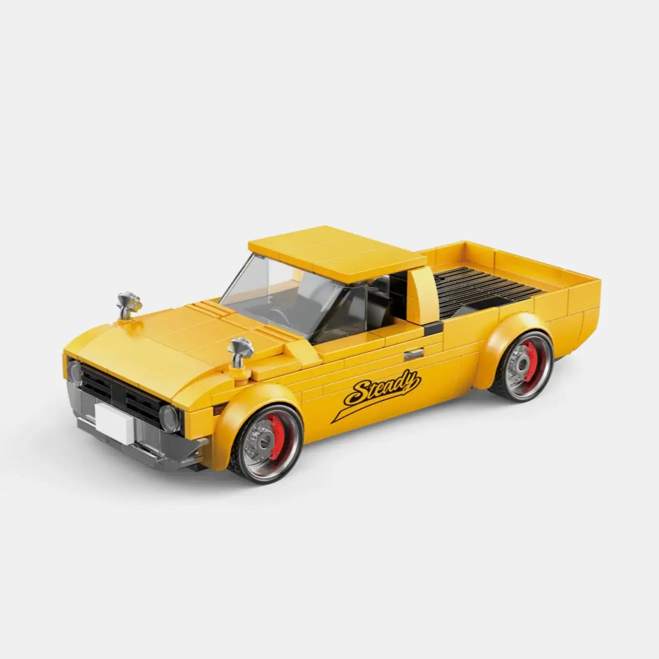 Happy Build PB8842 Freedom Cruiser Pickup Truck – 324 Teile Klemmbaustein Modellauto mit Vitrine