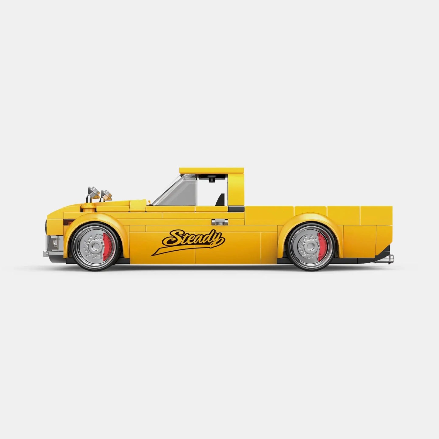 Happy Build PB8842 Freedom Cruiser Pickup Truck – 324 Teile Klemmbaustein Modellauto mit Vitrine