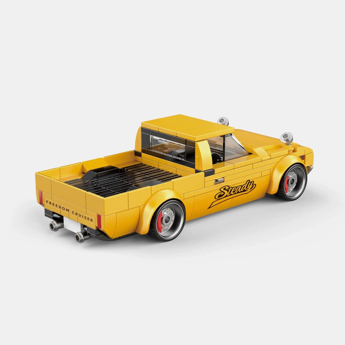Happy Build PB8842 Freedom Cruiser Pickup Truck – 324 Teile Klemmbaustein Modellauto mit Vitrine