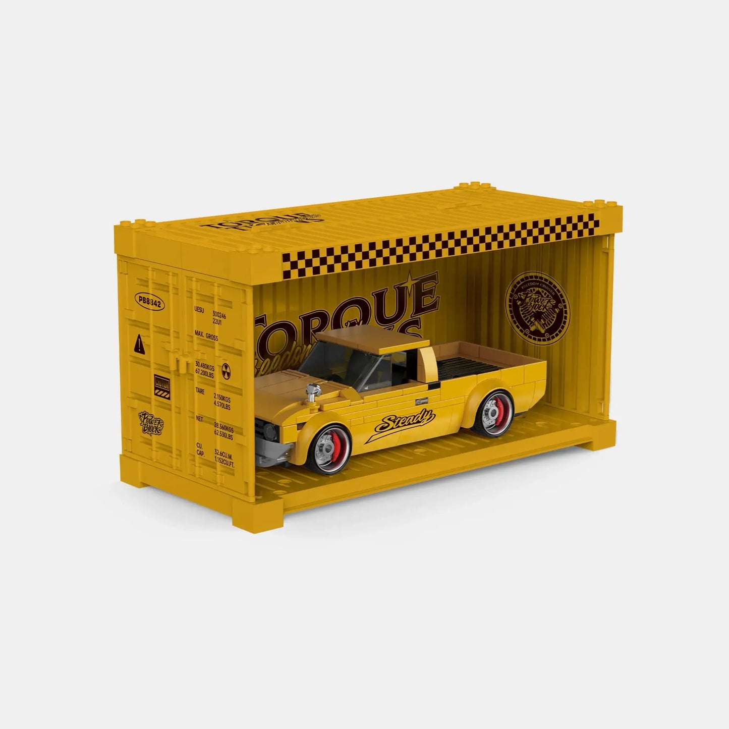 Happy Build PB8842 Freedom Cruiser Pickup Truck – 324 Teile Klemmbaustein Modellauto mit Vitrine