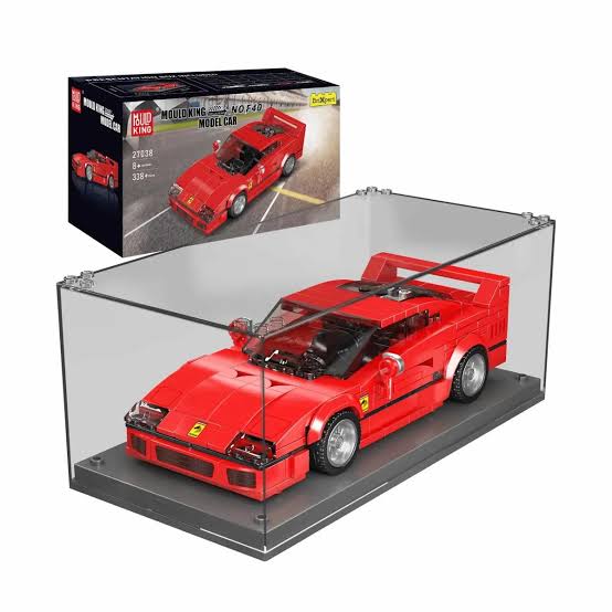 Mould King 27038 F40 Sportwagen – 338 Teile Klemmbaustein Modellauto mit Vitrine