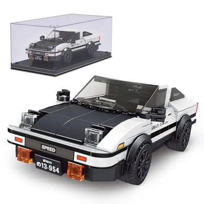 Mould King 27013 AE86 Drift Car – 399 Teile Klemmbaustein Modellauto mit Vitrine