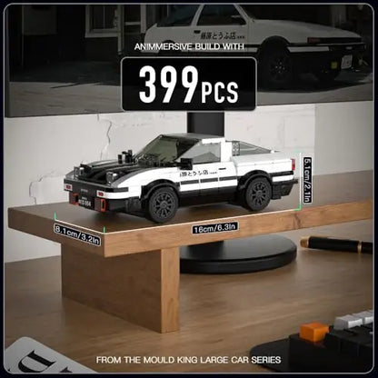 Mould King 27013 AE86 Drift Car – 399 Teile Klemmbaustein Modellauto mit Vitrine