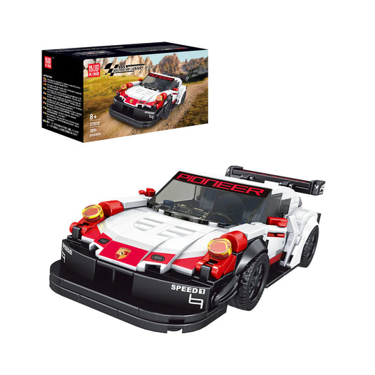 Mould King 27010 911 Turbo RSR Sportwagen – 349 Teile Klemmbaustein Modellauto mit Vitrine