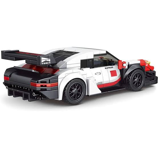 Mould King 27010 911 Turbo RSR Sportwagen – 349 Teile Klemmbaustein Modellauto mit Vitrine