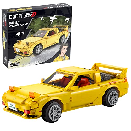 CaDA C61023W Initial D Mazda FD3S RX-7 Gelb 1:12 – 1655 Teile JDM Sportwagen Klemmbaustein Modellauto