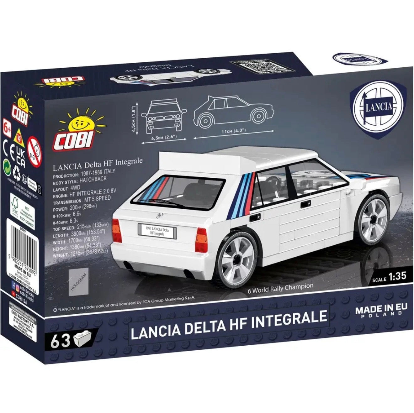 COBI 24509  Lancia Delta HF Integrale 1:35 – 64 Teile Klemmbaustein Rallye Modellauto