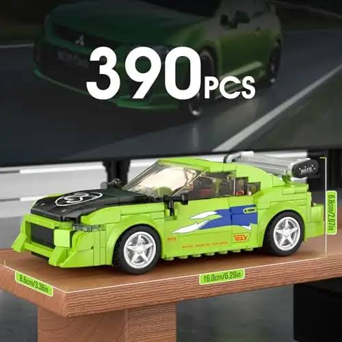 Mould King 27033 Eclipse Grün 1:24 – 356 Teile Klemmbaustein Sportwagen mit Vitrine