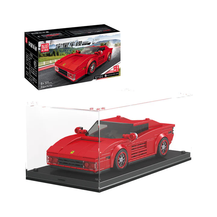 Mould King 27012 Testarossa 1:24 – 316 Teile Klemmbaustein Sportwagen mit Vitrine