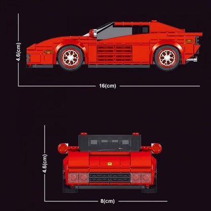 Mould King 27012 Testarossa 1:24 – 316 Teile Klemmbaustein Sportwagen mit Vitrine