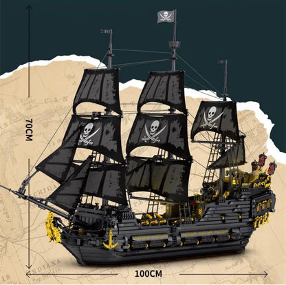 ReoBrix 66036 Black Pearl Piratenschiff-Set – 4910 Teile, High-Detail Klemmbaustein-Modell mit Funktionsdetails für Sammler