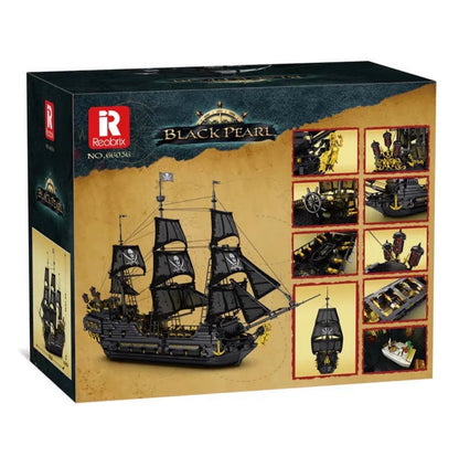 ReoBrix 66036 Black Pearl Piratenschiff-Set – 4910 Teile, High-Detail Klemmbaustein-Modell mit Funktionsdetails für Sammler