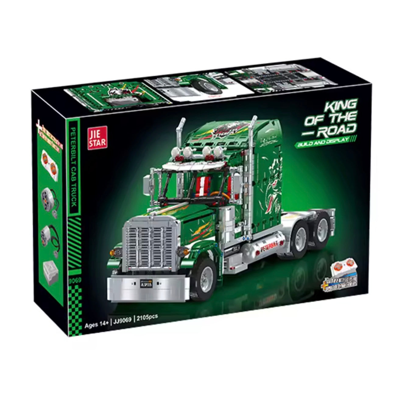 JIE STAR 9069 Peterbilt 389 – 2105 Teile US-Truck Klemmbaustein-Modell