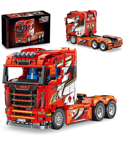JIE STAR JJ9070 Zugmaschine Rot – 1708 Teile Klemmbaustein-Modell
