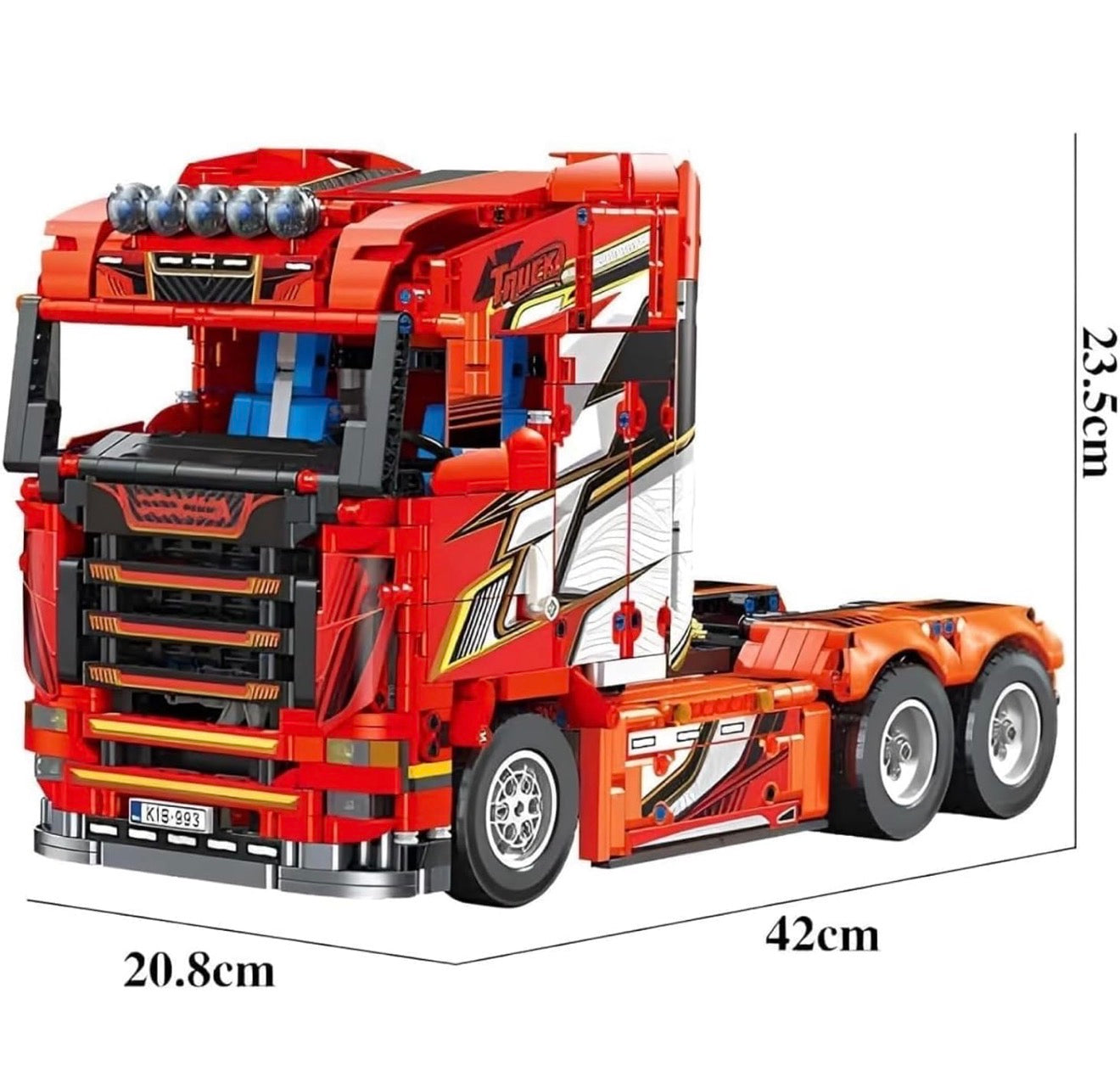 JIE STAR JJ9070 Zugmaschine Rot – 1708 Teile Klemmbaustein-Modell