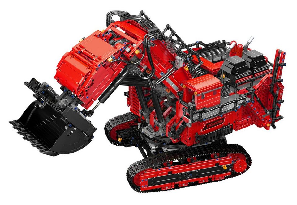 Mould King 17071 Schwerlastbagger Rot – 4767 Teile RC Technik-Klemmbaustein mit Motoren