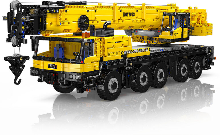 Mould King 17073 LTM 1110 Mobilkran Gelb – 3218 Teile RC Technik-Klemmbaustein mit 8 Motoren