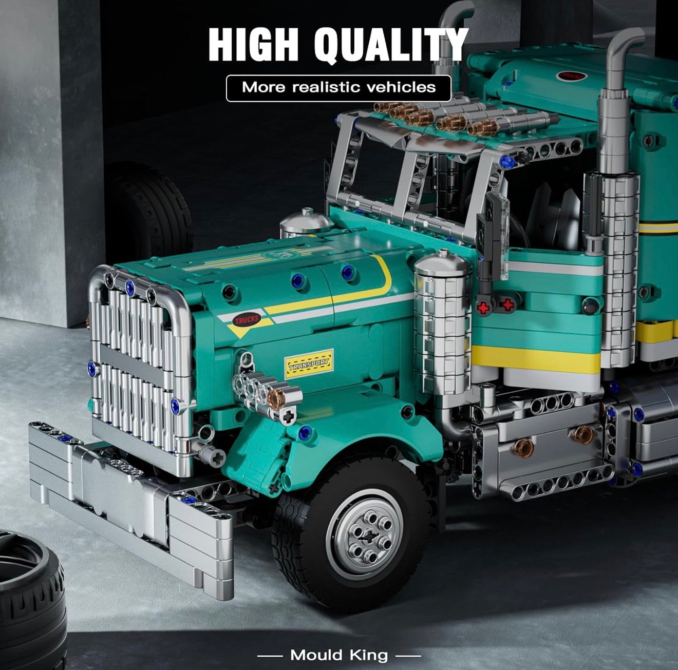 Mould King 13201 Peter American Truck – 2064 Teile RC US-Truck Klemmbaustein mit Motoren