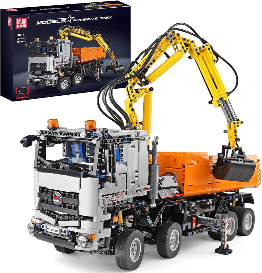Mould King 19007S Pneumatischer Muldenkipper LKW RC – 2970 Teile Technik Klemmbaustein Baustellenfahrzeug