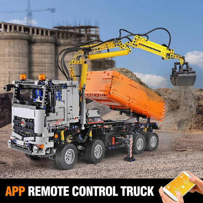 Mould King 19007S Pneumatischer Muldenkipper LKW RC – 2970 Teile Technik Klemmbaustein Baustellenfahrzeug