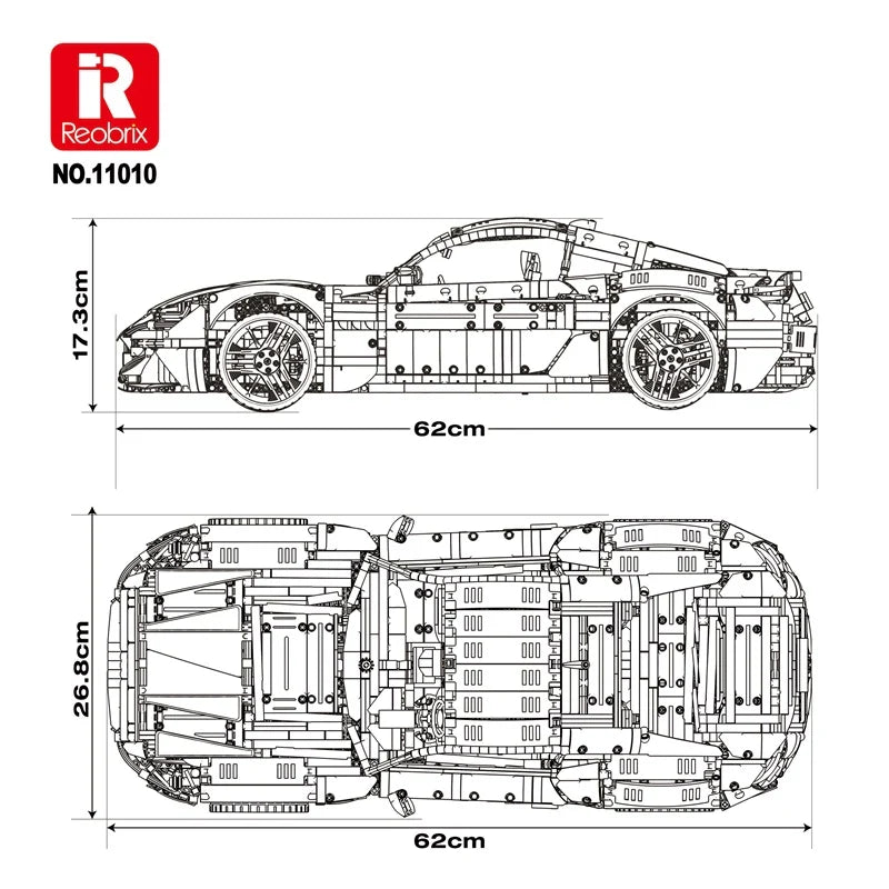 Reobrix 11010 Maserati GranTurismo 1:8 – 5480 Teile Klemmbaustein Sportwagen Modell