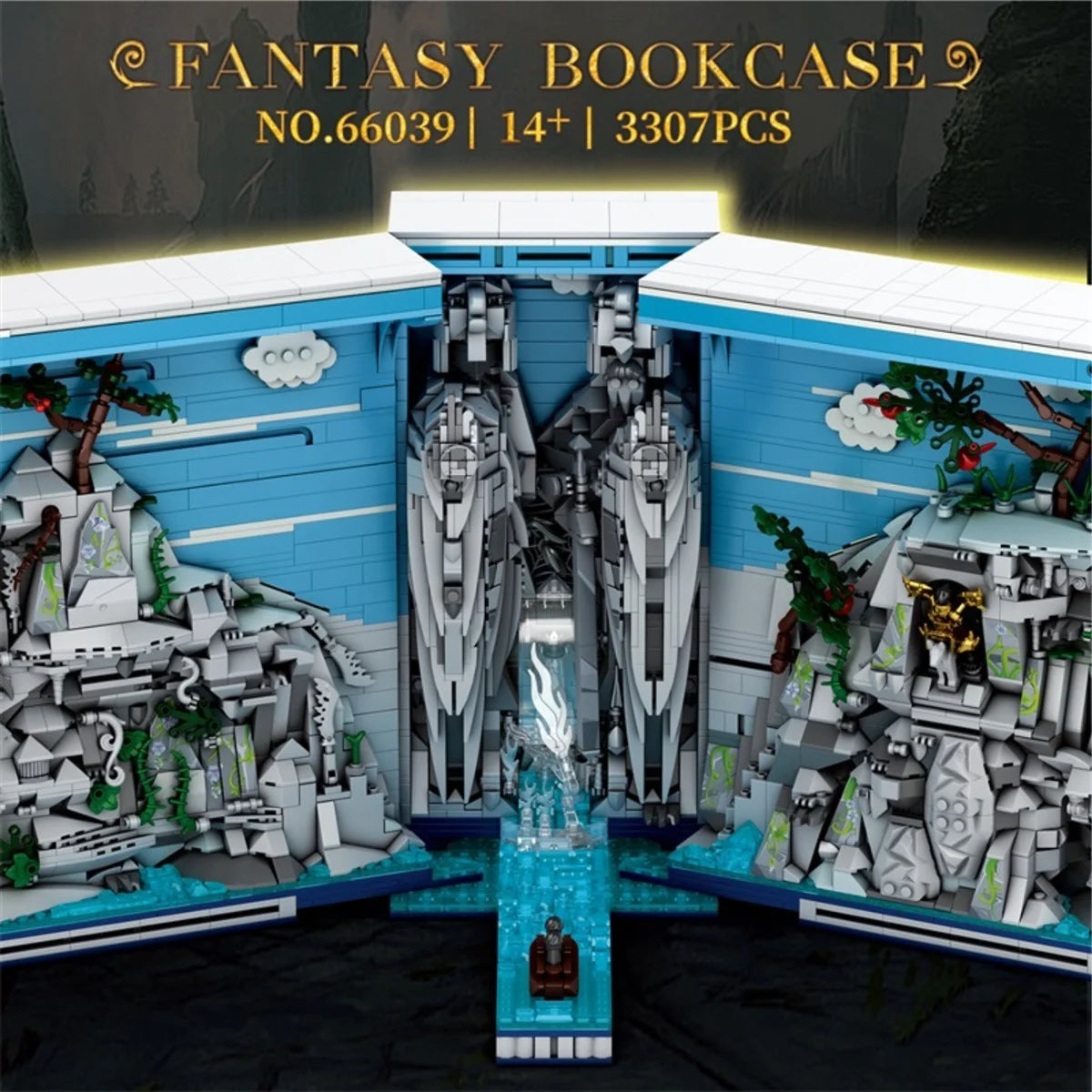 Reobrix 66039 Book of the Kings – 3307 Teile Fantasy Buchstütze mit LED Klemmbausteine
