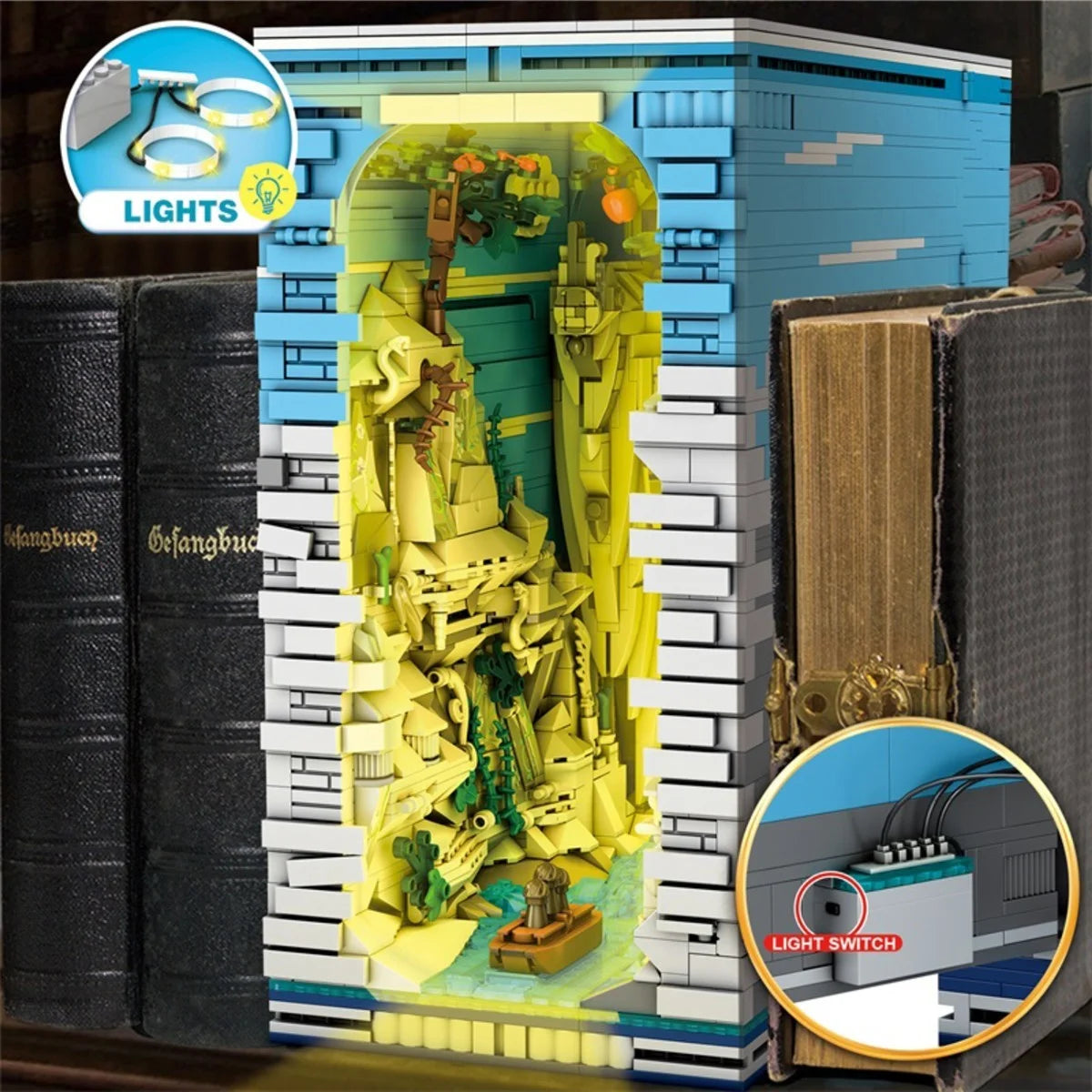 Reobrix 66039 Book of the Kings – 3307 Teile Fantasy Buchstütze mit LED Klemmbausteine