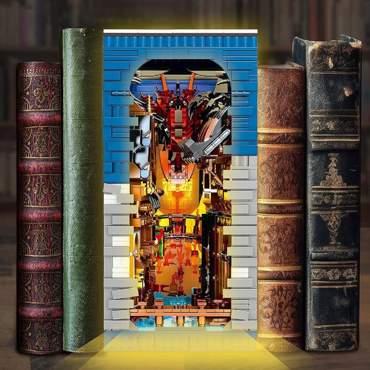 Reobrix 66035 The Shire Book – 3398 Teile Fantasy Buchstütze mit LED Klemmbausteine