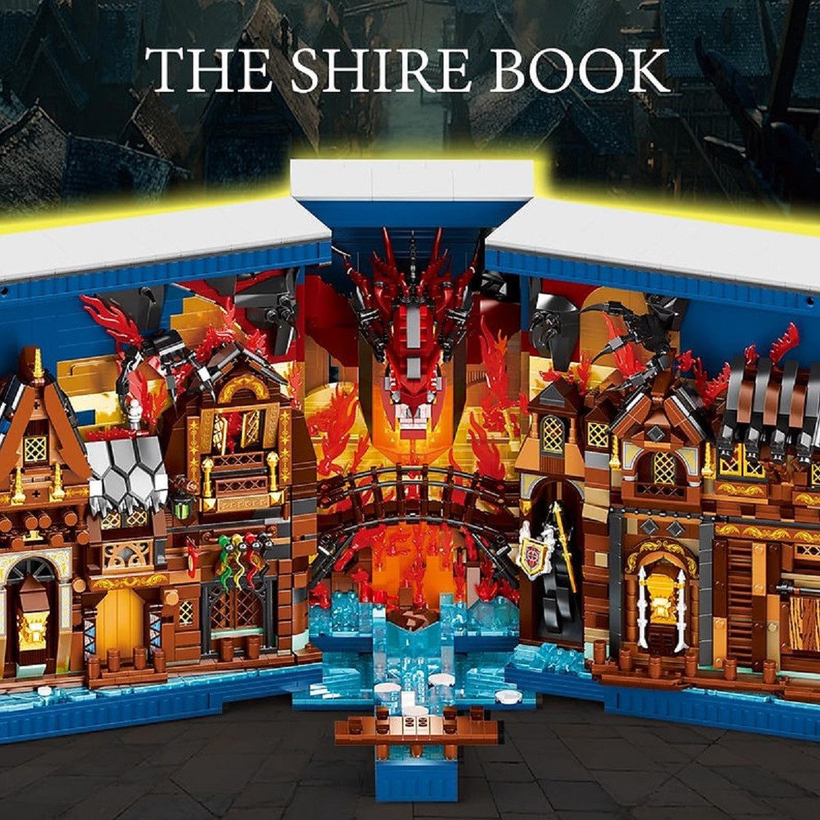 Reobrix 66035 The Shire Book – 3398 Teile Fantasy Buchstütze mit LED Klemmbausteine